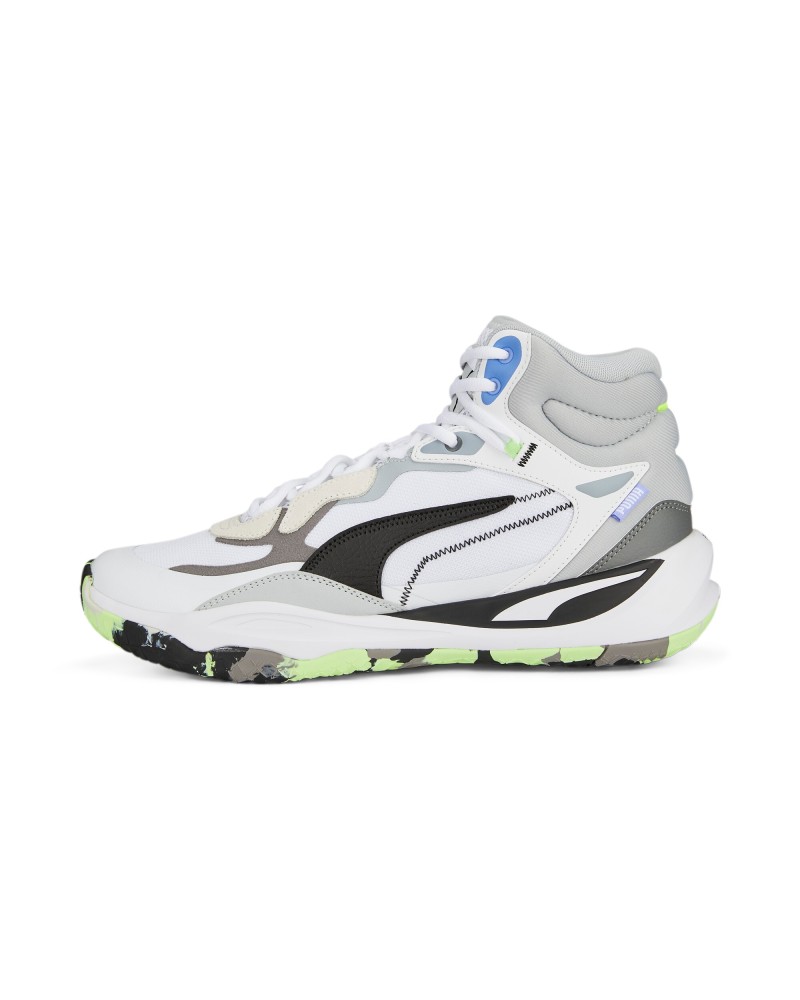Zapatilla de Baloncesto Puma Playmaker Pro Mid "Blanca y Gris"