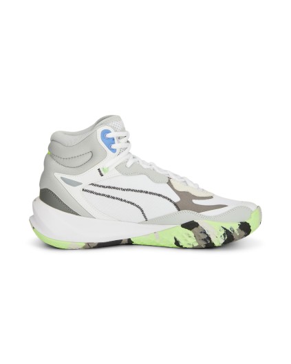 Zapatilla de Baloncesto Puma Playmaker Pro Mid "Blanca y Gris"