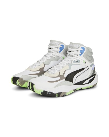 Zapatilla de Baloncesto Puma Playmaker Pro Mid "Blanca y Gris"