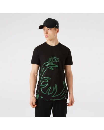 Camiseta NBA New Era Enlarged Logo Milwaukee Bucks | Camisetas NBA