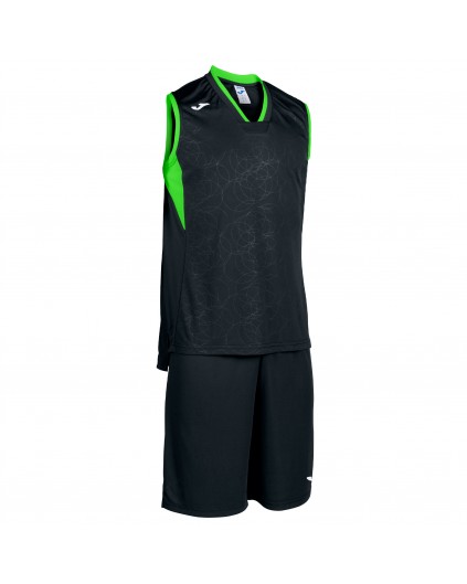 Joma Campus equipación baloncesto negro y fluor