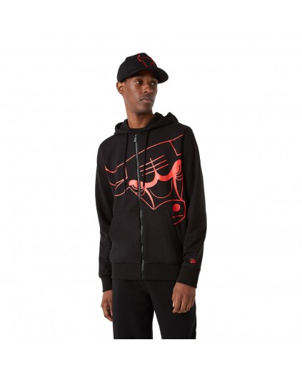 Sudadera Hoody New Era NBA Oficial Enlarged Logo chicago bulls con cremallera