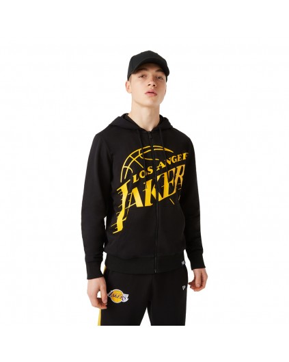 Sudadera Hoody New Era NBA Oficial Enlarged Logo Los Angeles Lakers con cremallera